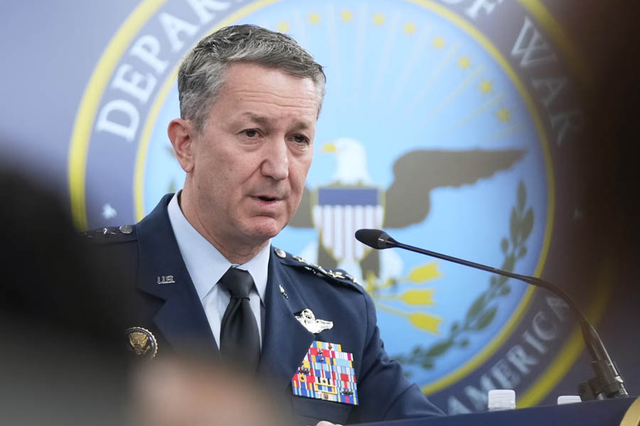 Gen. Dan Caine at a Pentagon briefing on March 2, 2026, as US warns of drone interception limits.