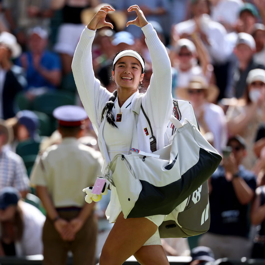 Alexandra Eala thanks her fans after losing the Women's Singles fourth round match against Jasmine Paolini at Wimbledon in July. The 21-year-old's historic run at the Grand Slam sparked a tennis frenzy in the Philippines.