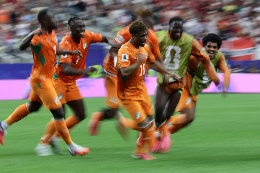Diallo celebrates scoring for Ivory Coast against Norway
