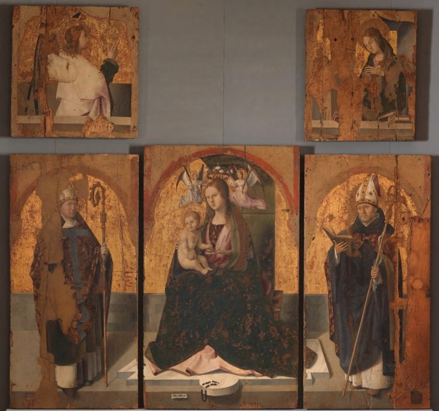 The five surviving panels of Antonello's Polittico di San Gregorio – three of which were stolen on Saturday. The theft has been described as a wound to the cultural identity of Messina.