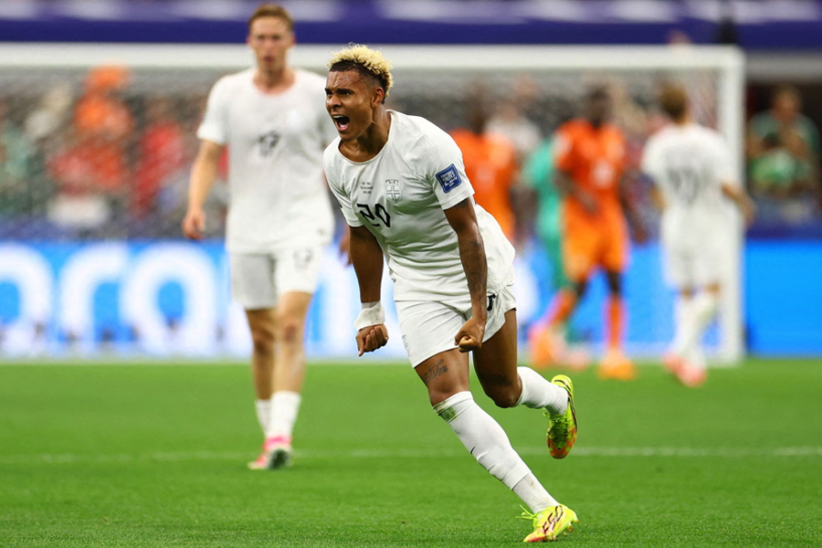 Nusa celebrates scoring for Norway against Ivory Coast