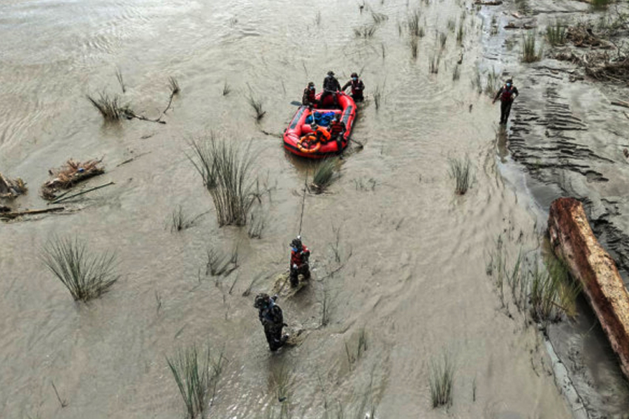 The army is searching for those missing in the Rasuwa flood on Monday in the Narayani River in Chitwan.