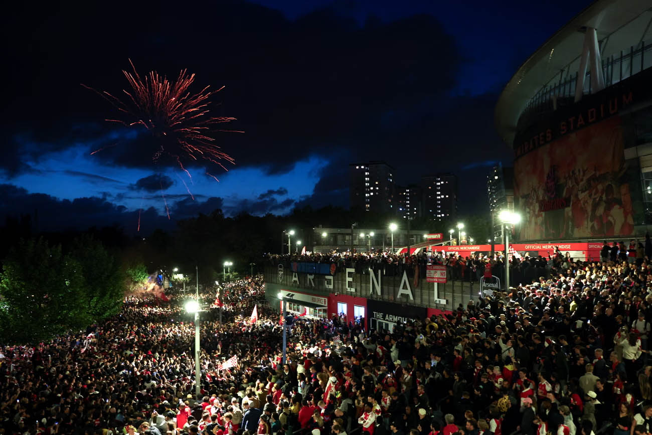 Fireworks and fans at the Emirates