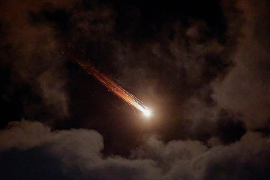 Iron Dome intercepting missiles over Ashkelon, Israel