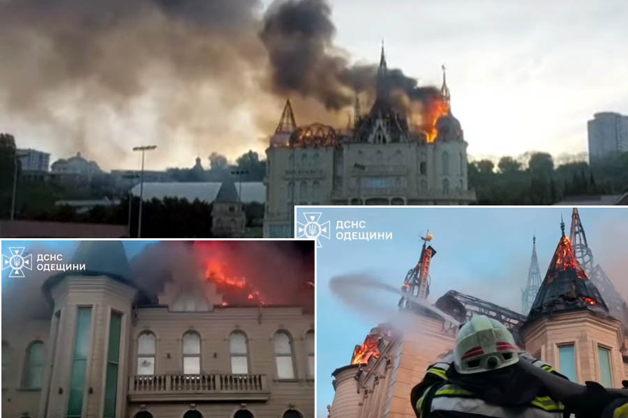 Russia's deadly Iskander-M ballistic missile attack on Odesa, Ukraine - The 'Harry Potter Castle' building destroyed in the strike