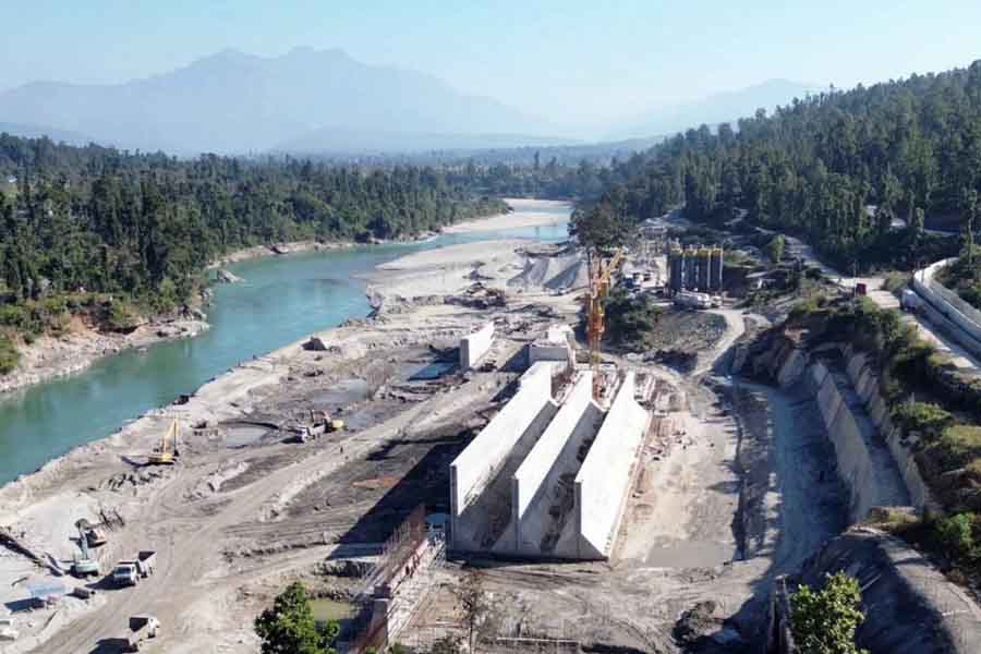 Transmission line being constructed to connect electricity from Bheri-Babai Diversion Multipurpose Project