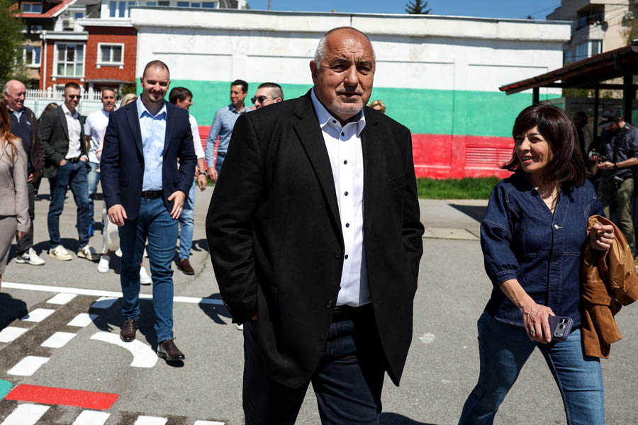 Boyko Borissov, leader of the GERB party and former prime minister, casts his vote during Bulgaria's parliamentary elections in Bankya.