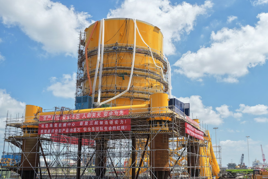 Massive underwater datacentre modules under construction at a shipyard in Nantong, eastern China