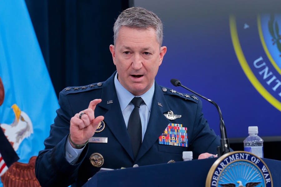 General Dan Caine, Chairman of the Joint Chiefs of Staff, speaking at a Pentagon press briefing.