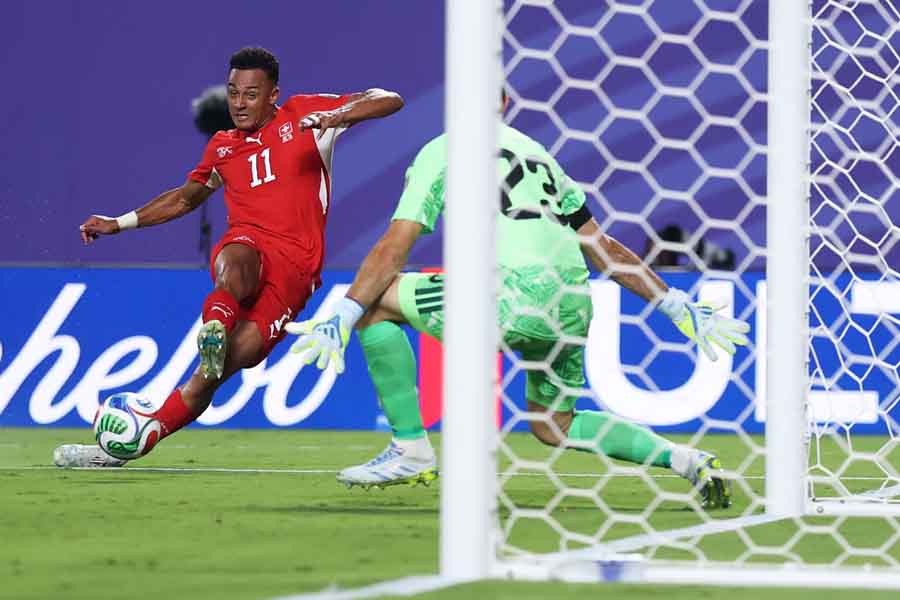Dan Ndoye fires in the equaliser for Switzerland against Argentina