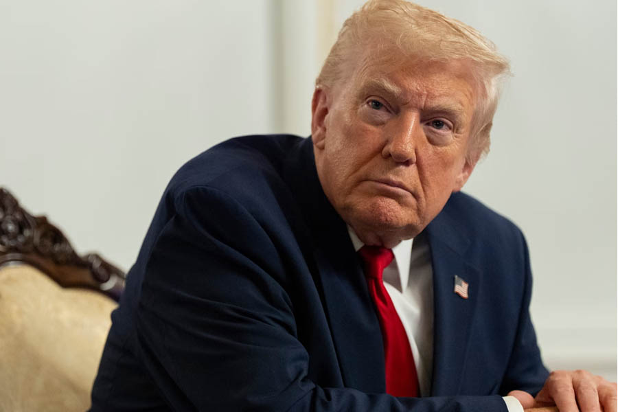 Donald Trump speaking during an address at his Mar-a-Lago estate in Florida.