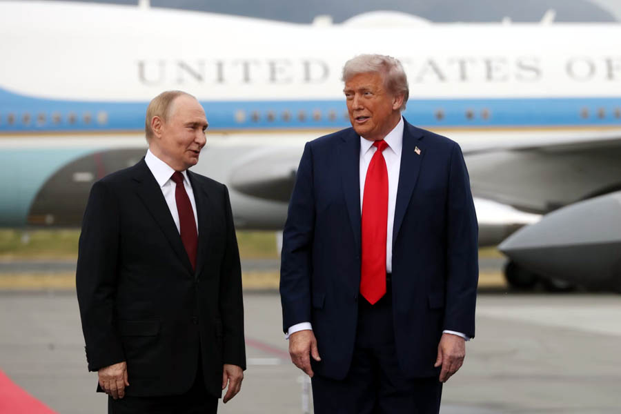 Donald Trump and Vladimir Putin meet in Anchorage, Alaska, for a high-stakes summit on the war in Ukraine, discussing paths toward a possible peace deal.