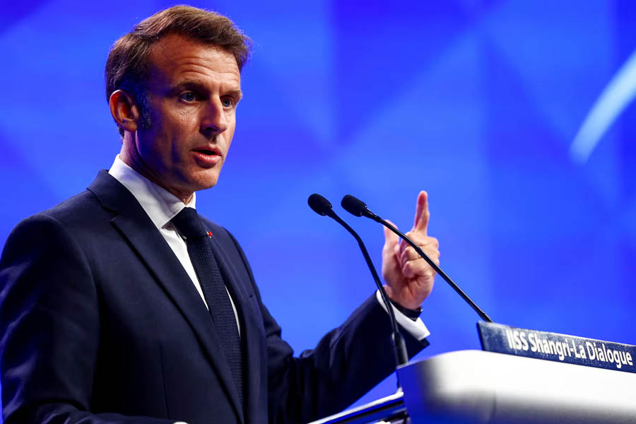 French president espouses shared principles and cooperation on security and trade to counteract superpowers