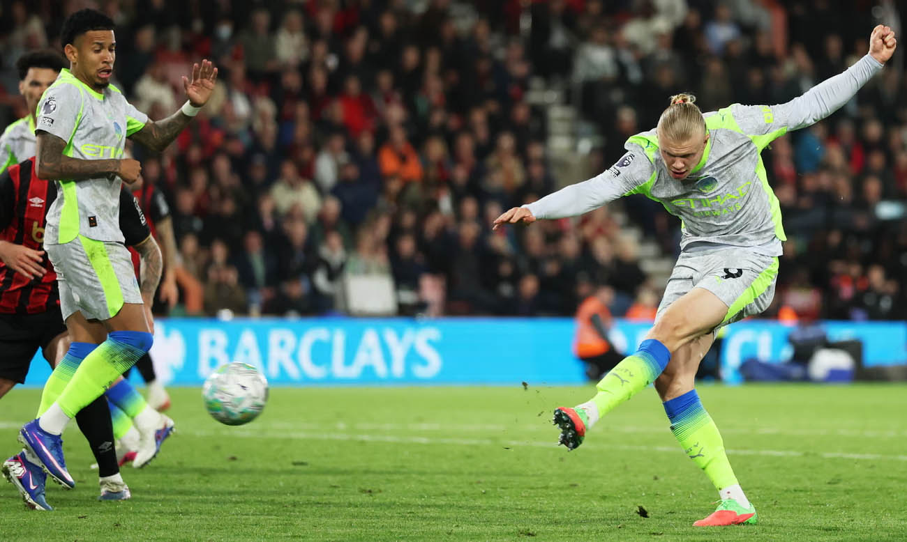Erling Haaland scores late for Man City