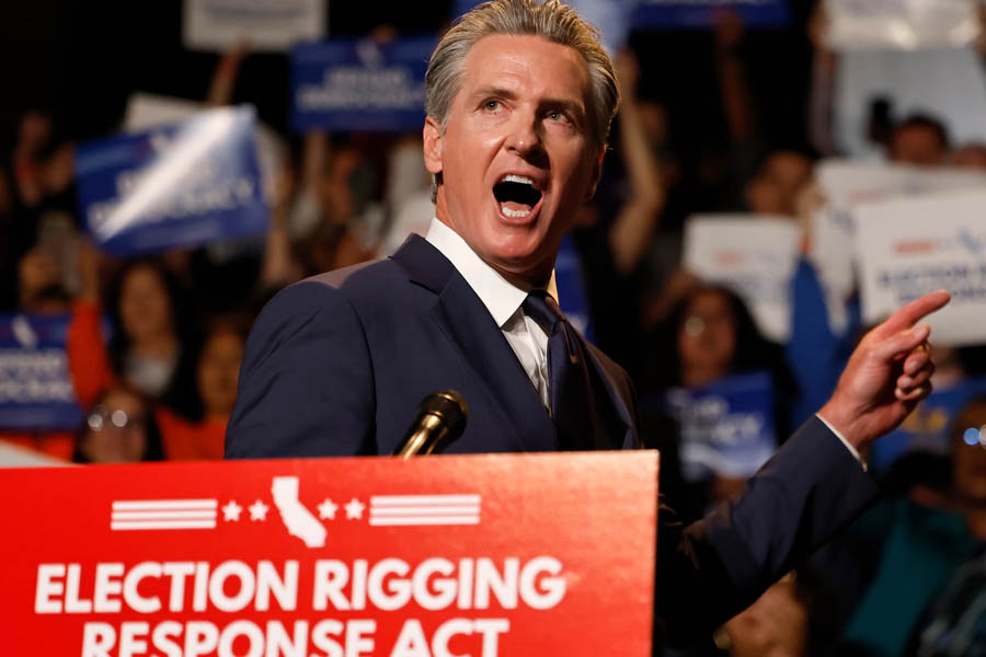 California Governor Gavin Newsom speaks in Los Angeles last week, highlighting his push for a new redistricting package to counter Republican gerrymandering.