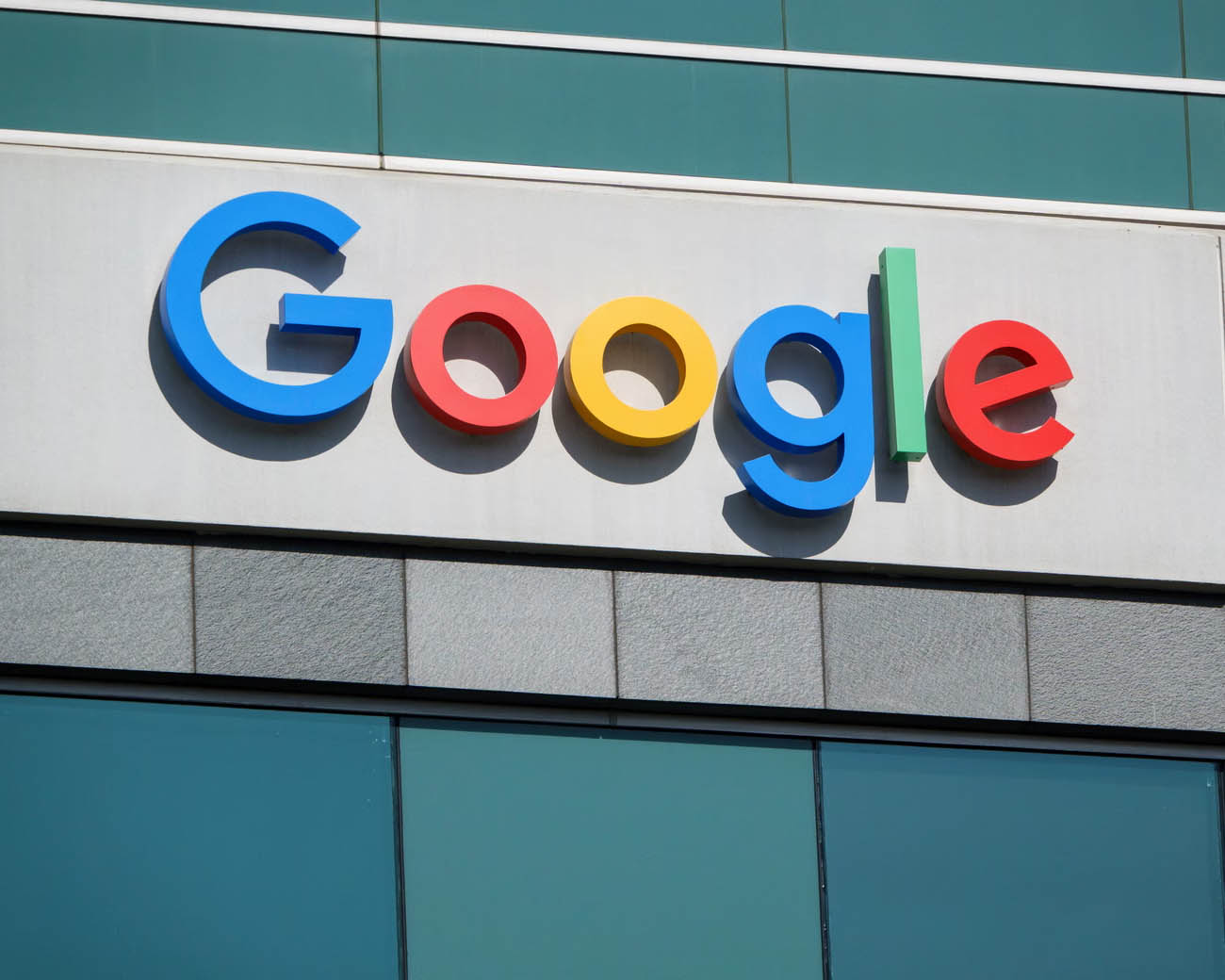 Google logo outside office building