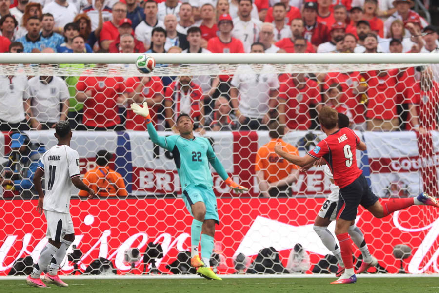 Harry Kane heads home to make it 2-0 and break England's World Cup goalscoring record. The England captain scored his 11th World Cup goal – one more than Gary Lineker.