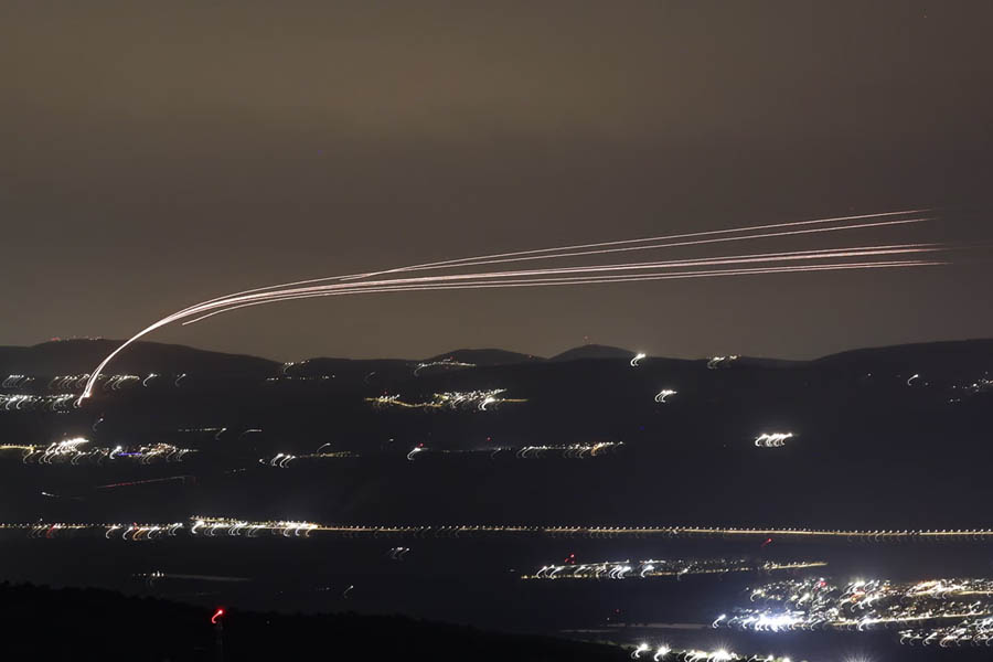 Israeli air defence interceptors over Upper Galilee