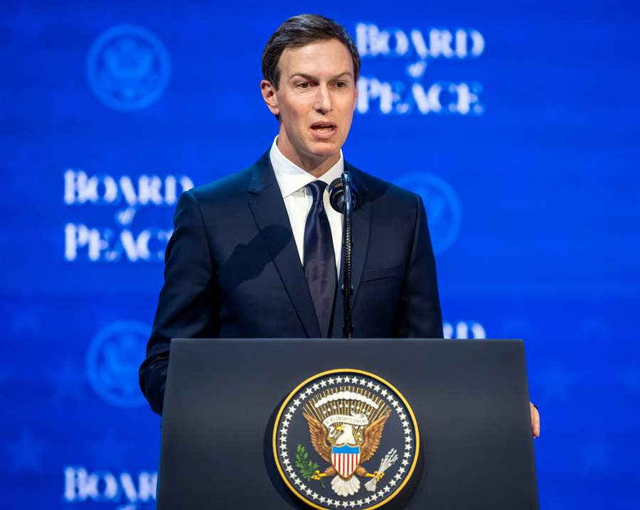 Jared Kushner speaks during the 56th annual meeting of the World Economic Forum in Davos, Switzerland, on 22 January 2026.