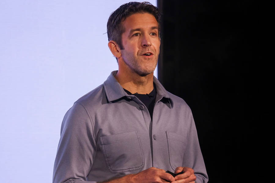 John Ternus presenting new Apple products including MacBook Neo in New York March 2024