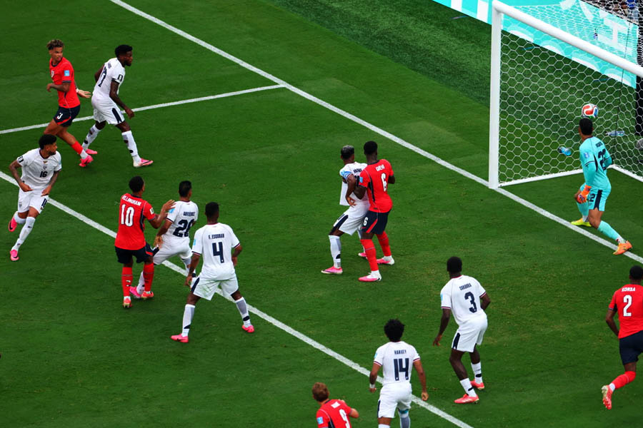 Jude Bellingham scores for England against Panama with an expertly steered volley