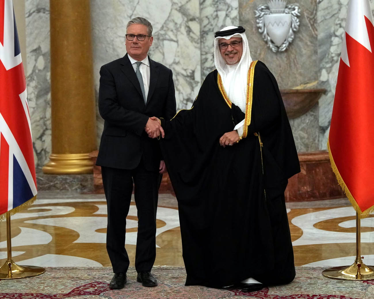 Keir Starmer with Salman bin Hamad Al Khalifa, Bahrain's crown prince and prime minister. The Gulf deal has been criticised for not including a chapter on human rights.