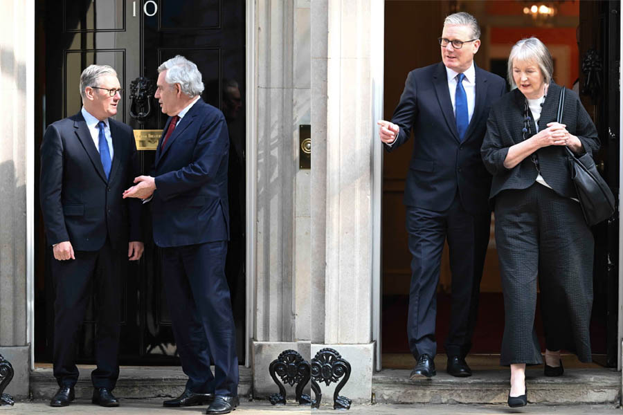 Keir Starmer and Gordon Brown outside 10 Downing Street as the former prime minister is appointed special envoy on global finance.