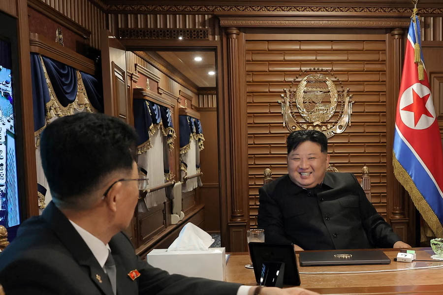 Kim Jong-un travels on his armoured train to Beijing to attend a military parade with Xi Jinping and Vladimir Putin.