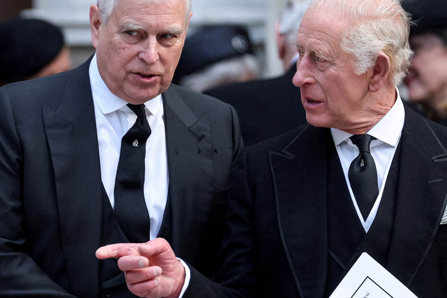King Charles III during a royal meeting at Buckingham Palace, where he begins the formal process to remove Prince Andrew’s titles and honours.