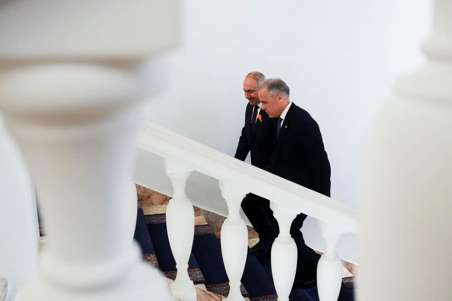 Mark Carney with Nikol Pashinyan at Government House in Yerevan on Sunday.