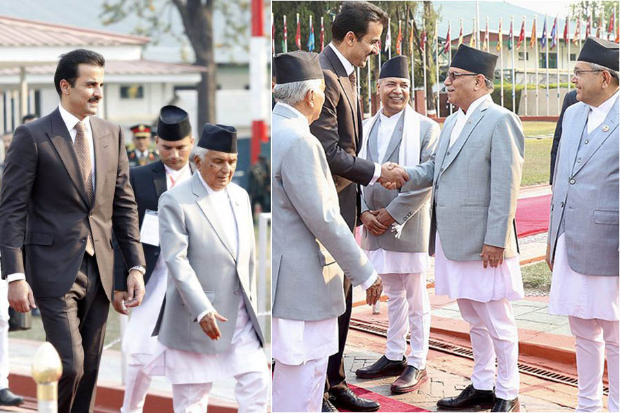 Prime Minister Pushpa Kamal Dahal 'Prachanda' with Amir of Qatar during state visit