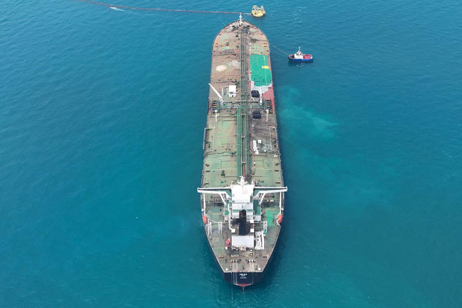 HELGA oil tanker berthed at Iraq's southern offshore oil export terminal near Basra