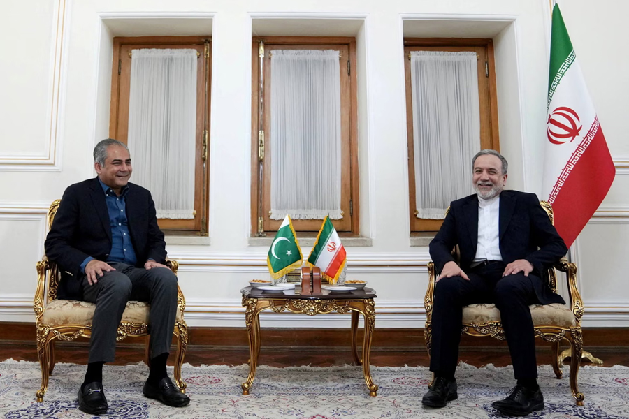 Pakistan's interior minister Mohsin Naqvi meets with Iranian foreign minister Abbas Araghchi in Tehran on Sunday