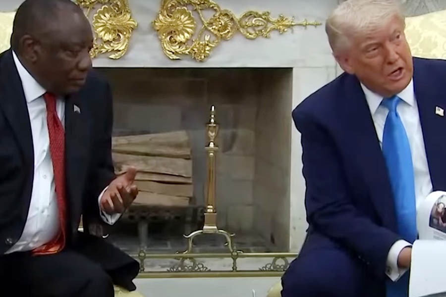 Donald Trump meets with South Africa’s president, Cyril Ramaphosa, in the Oval Office of the White House on 21 May.