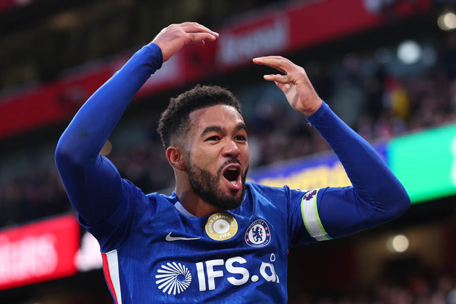 Chelsea club captain Reece James after signing a six-year contract extension to remain with Chelsea Football Club.