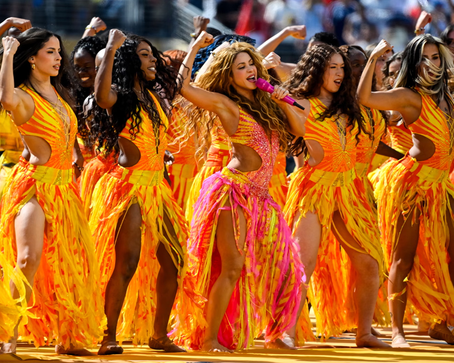 Shakira performs during the World Cup final.