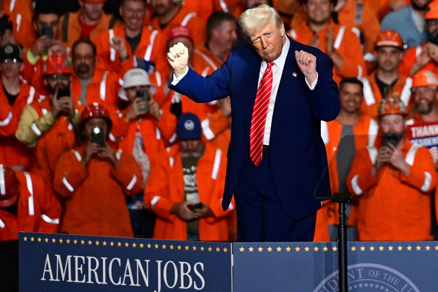 The US president told steelworkers he was planning to double the tariffs to 50%.