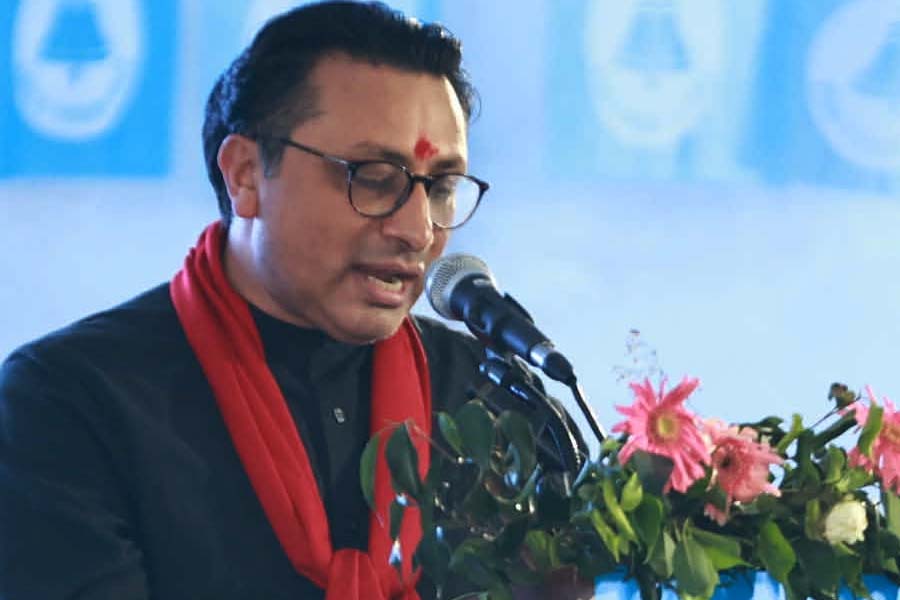 RSP Vice President Swarnim Wagle speaks at the party's national convention, describing the party as a democratic voice of reform and transformation.