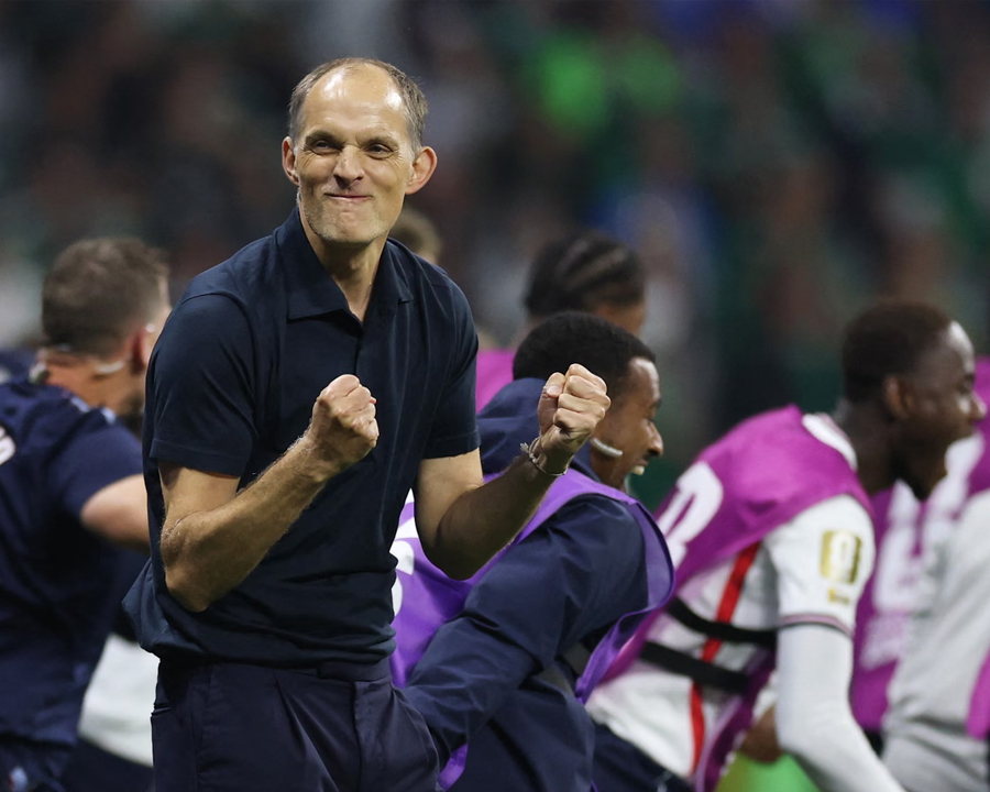 Thomas Tuchel celebrates after the match for England