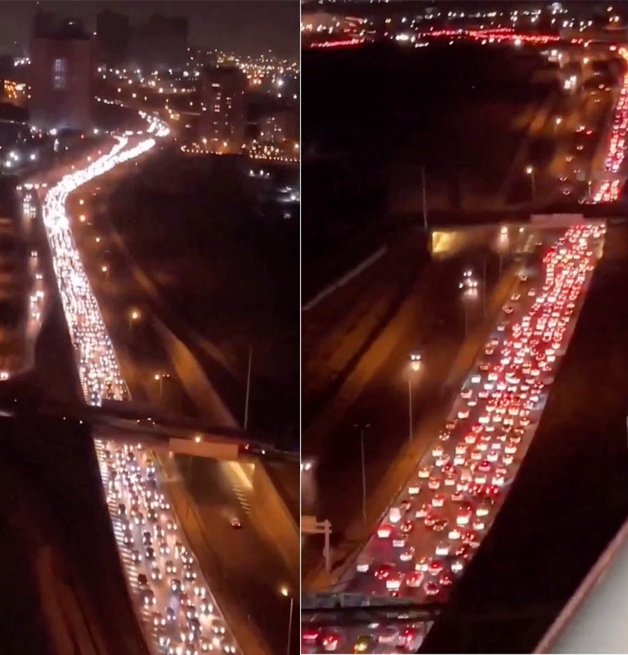A couple of images have come in on the wires showing heavy traffic out of Tehran overnight. 