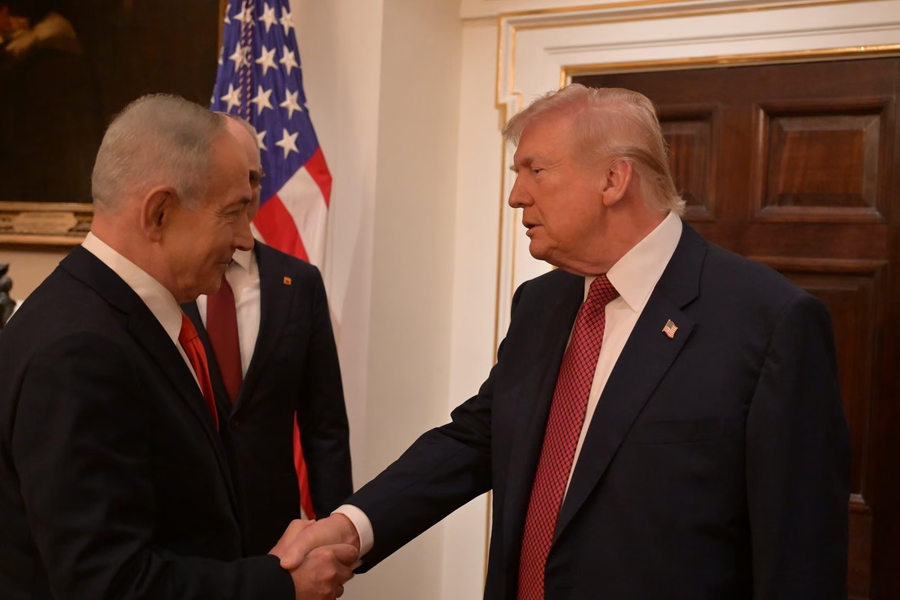 US president Donald Trump welcomes Israeli prime minister Benjamin Netanyahu at the White House on 11 February 2026