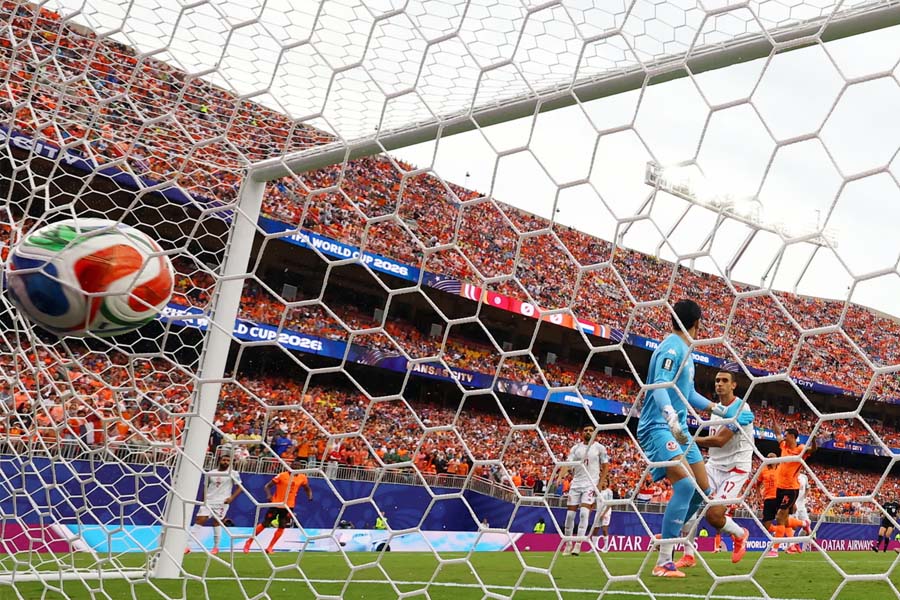 Tunisia's Ellyes Skhiri scores an own goal as Netherlands take the lead. The unfortunate own goal was the record-equalling 12th of the tournament, with the group stages not yet complete.