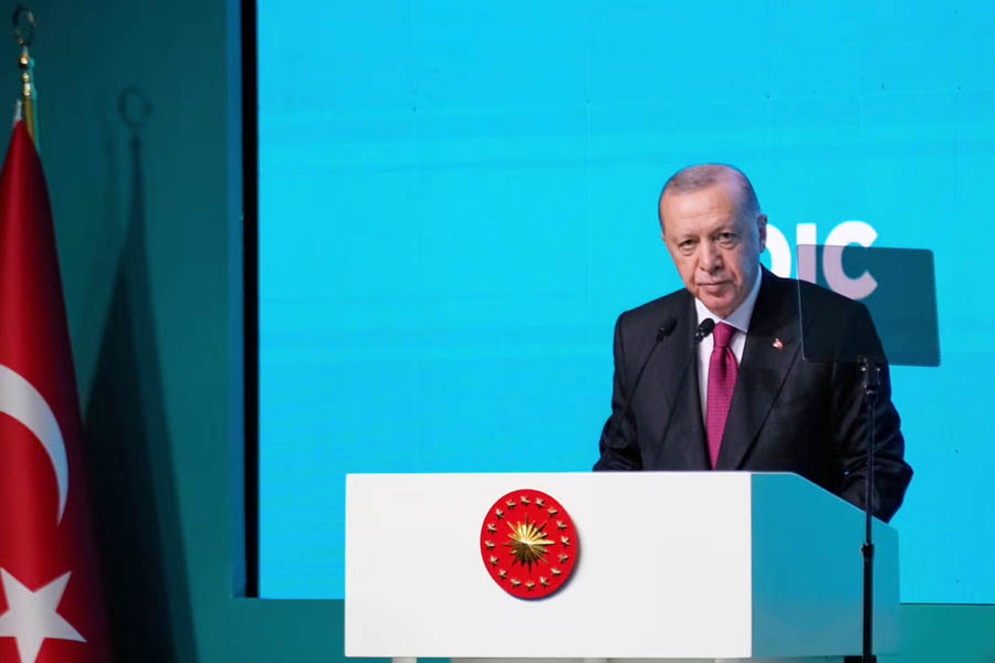 Turkey's President Erdoğan delivers opening speech at Organisation of Islamic Cooperation meeting in Istanbul.