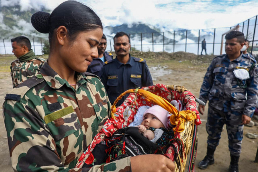 A two-month-old baby was rescued from Syafrubensi in Rasuwa on Tuesday.