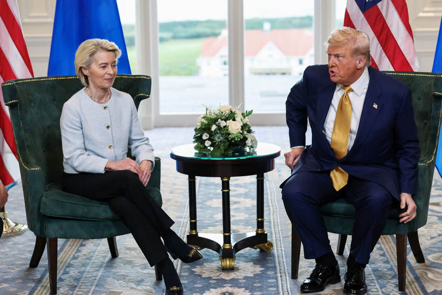 The European Commission president, Ursula von der Leyen, announced the EU-US trade deal last July in Turnberry, Scotland.