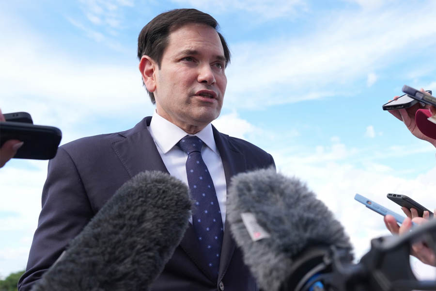 Marco Rubio speaking to reporters in Homestead, Florida, following U.S. military kinetic strike on Venezuelan drug boat in international waters.