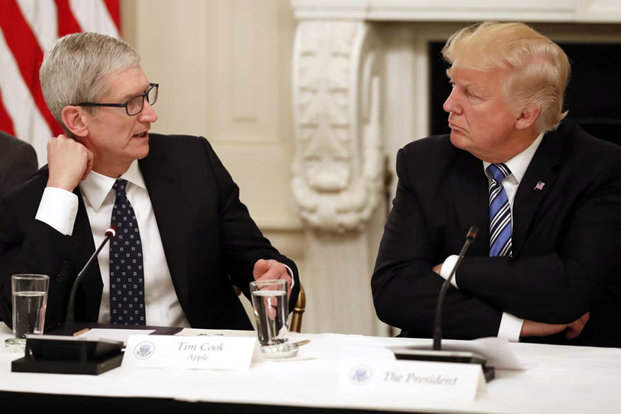 The US president said he had a “little problem” with Apple’s Tim Cook, after reports that the company is planning to switch assembly of handsets for the US market from China to India.