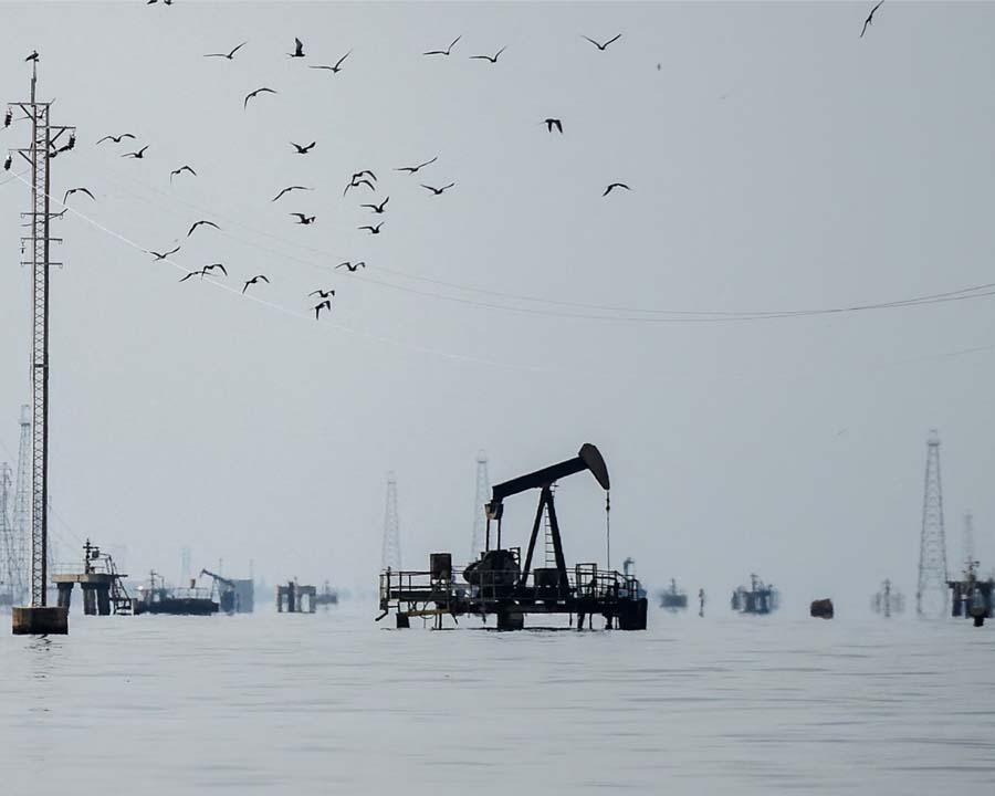 Oil platforms on Maracaibo Lake in Venezuela. Venezuela's oil infrastructure did not immediately appear to be affected by the quakes