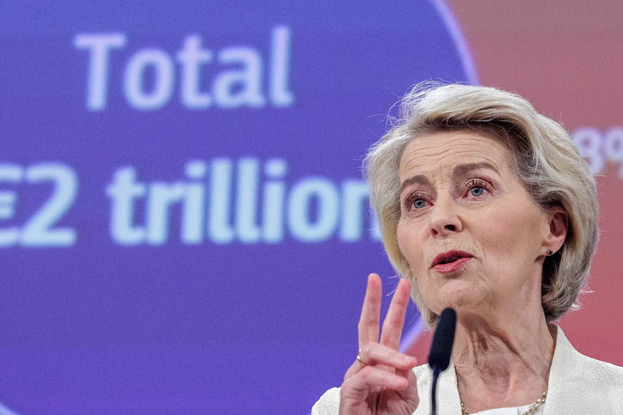 European Commission President Ursula von der Leyen unveils a bold €2 trillion budget plan in Brussels, proposing new EU taxes on big firms, tobacco, and e-waste.