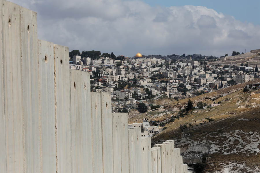 view of the wall separating Jerusalem from the West Bank, amid Trump’s statement rejecting Israeli annexation plans.